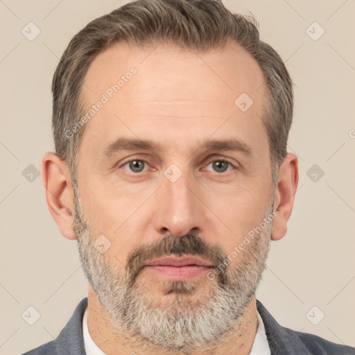 Neutral white adult male with short  brown hair and brown eyes