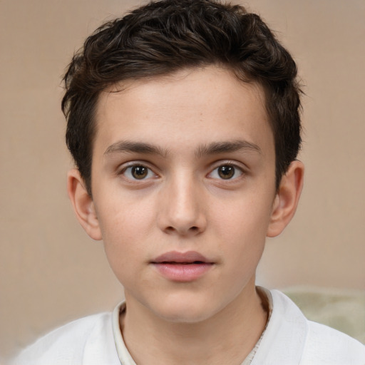 Neutral white child male with short  brown hair and brown eyes