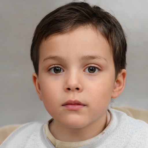 Neutral white child female with short  brown hair and brown eyes