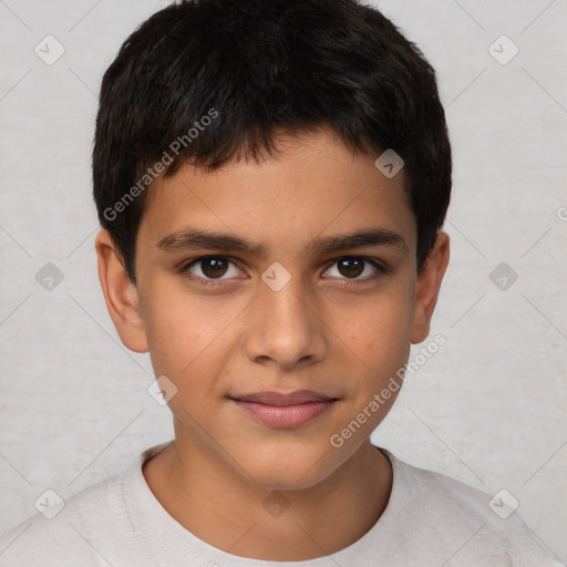 Neutral white child male with short  brown hair and brown eyes
