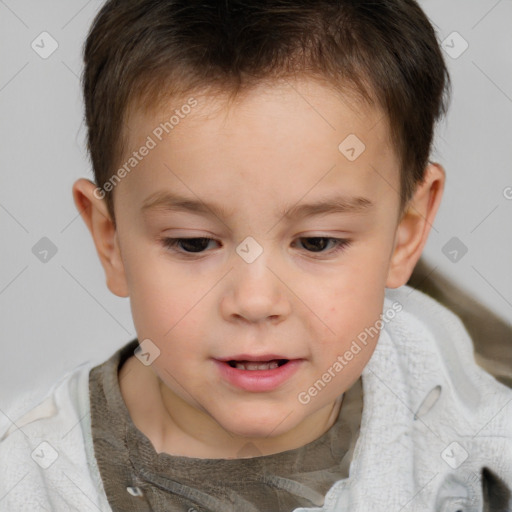 Neutral white child male with short  brown hair and brown eyes