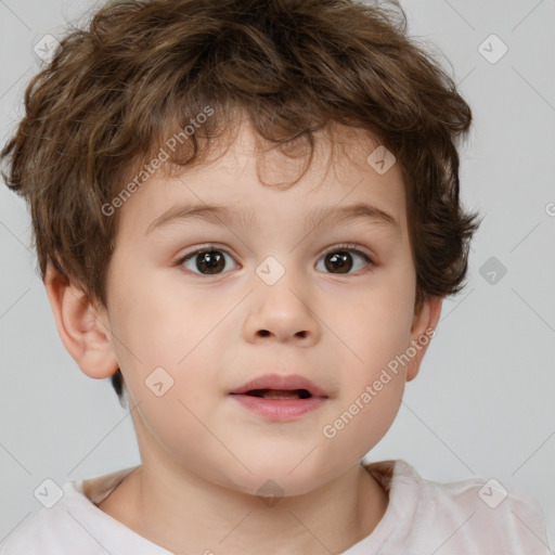 Neutral white child male with short  brown hair and brown eyes