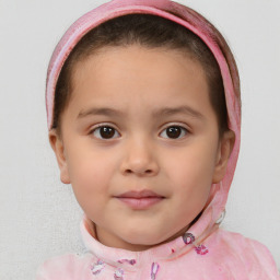 Neutral white child female with short  brown hair and brown eyes