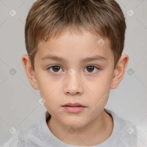 Neutral white child male with short  brown hair and brown eyes