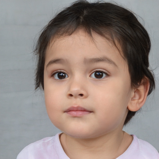 Neutral white child female with medium  brown hair and brown eyes