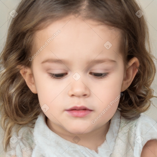 Neutral white child female with medium  brown hair and brown eyes