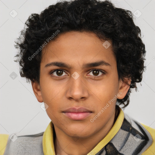 Neutral latino young-adult male with short  brown hair and brown eyes