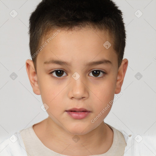 Neutral white child female with short  brown hair and brown eyes