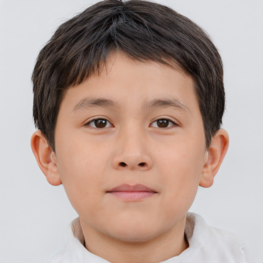 Neutral white child male with short  brown hair and brown eyes