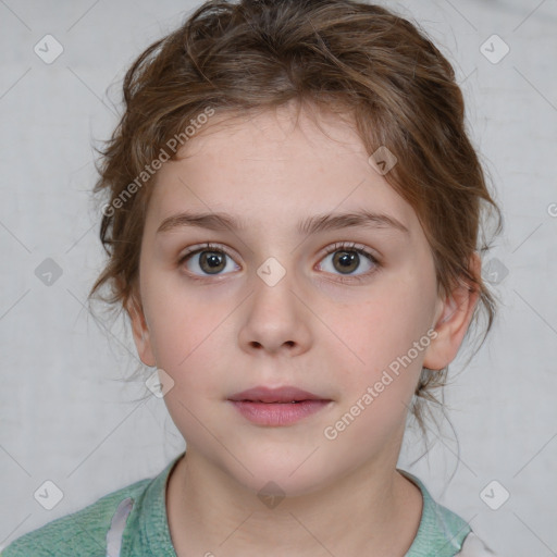 Neutral white child female with medium  brown hair and brown eyes