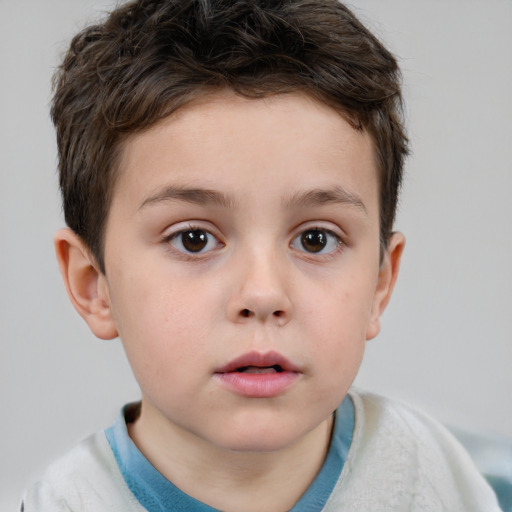 Neutral white child male with short  brown hair and brown eyes