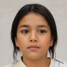 Neutral asian child female with medium  brown hair and brown eyes