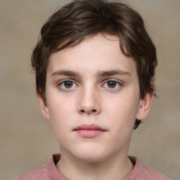 Neutral white child male with short  brown hair and brown eyes