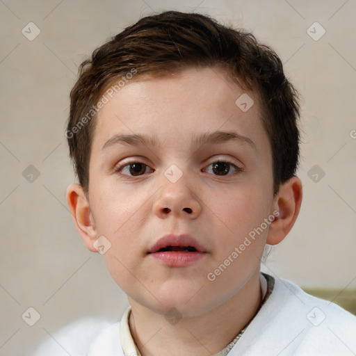 Neutral white child male with short  brown hair and brown eyes