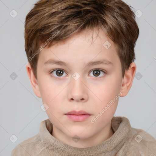 Neutral white child male with short  brown hair and brown eyes