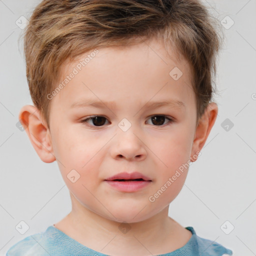 Neutral white child male with short  brown hair and brown eyes