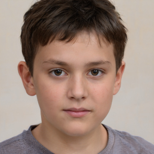 Neutral white child male with short  brown hair and brown eyes