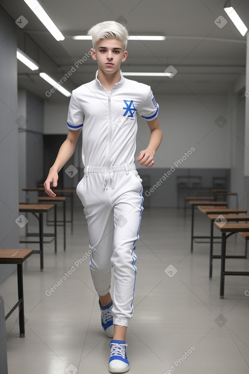 Israeli teenager boy with  white hair