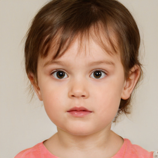 Neutral white child female with short  brown hair and brown eyes