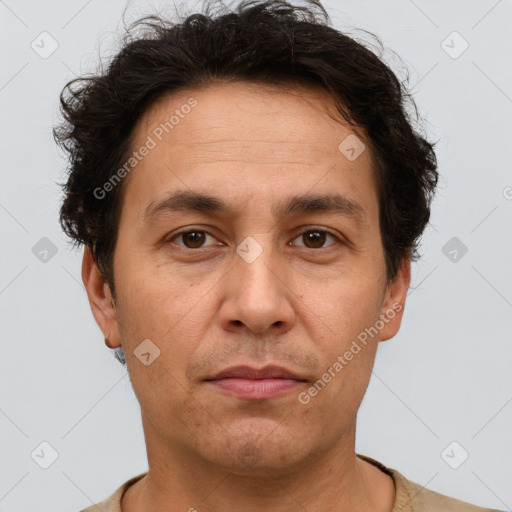 Neutral white adult male with short  brown hair and brown eyes