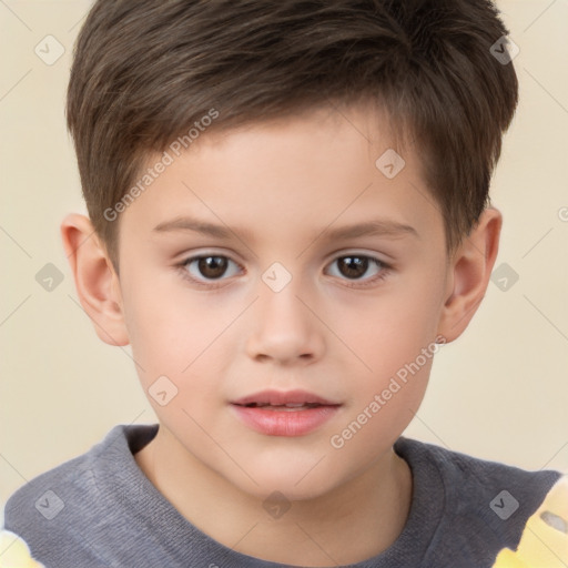 Neutral white child male with short  brown hair and brown eyes