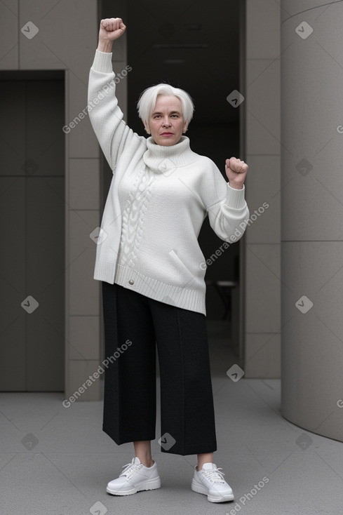 Slovenian middle-aged non-binary with  white hair