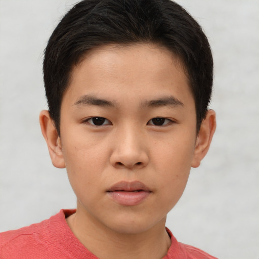 Neutral asian young-adult male with short  brown hair and brown eyes