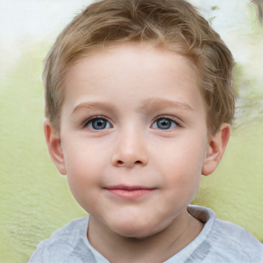 Neutral white child male with short  brown hair and grey eyes