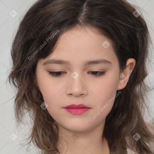 Neutral white child female with medium  brown hair and brown eyes