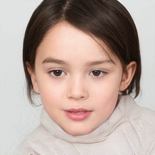 Neutral white child female with medium  brown hair and brown eyes