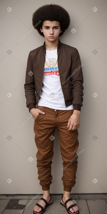 Macedonian teenager boy with  brown hair