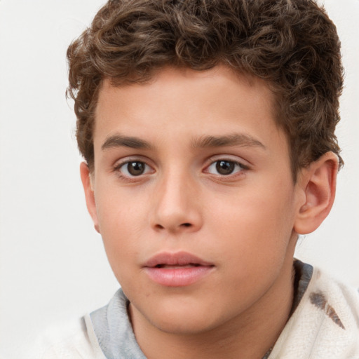 Neutral white child male with short  brown hair and brown eyes