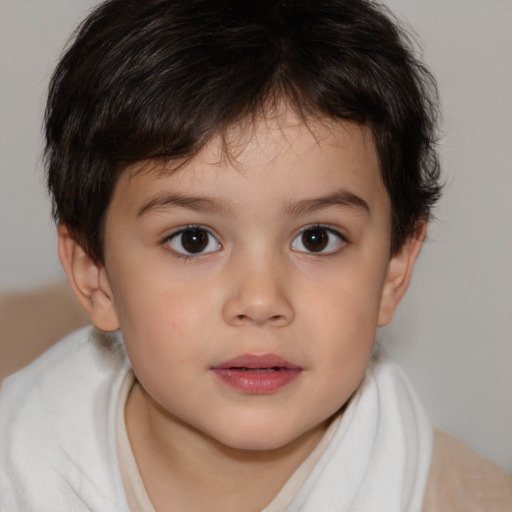 Neutral white child male with short  brown hair and brown eyes