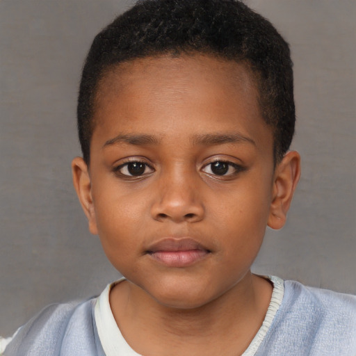 Neutral black child female with short  brown hair and brown eyes