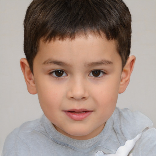 Neutral white child male with short  brown hair and brown eyes