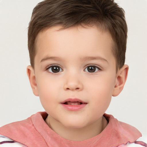 Neutral white child male with short  brown hair and brown eyes