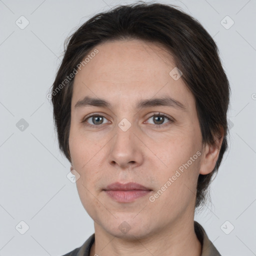 Neutral white adult male with short  brown hair and brown eyes