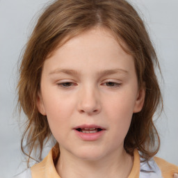 Neutral white child female with medium  brown hair and brown eyes