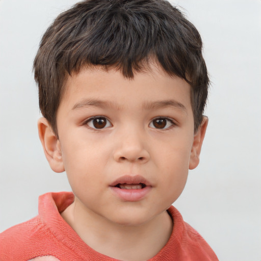 Neutral white child male with short  brown hair and brown eyes