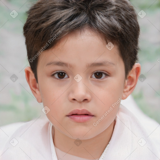 Neutral white child male with short  brown hair and brown eyes