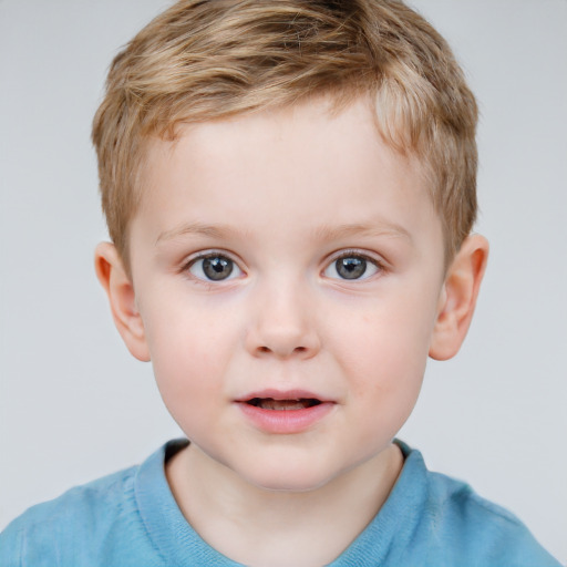 Neutral white child male with short  brown hair and grey eyes