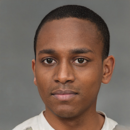 Neutral latino young-adult male with short  brown hair and brown eyes