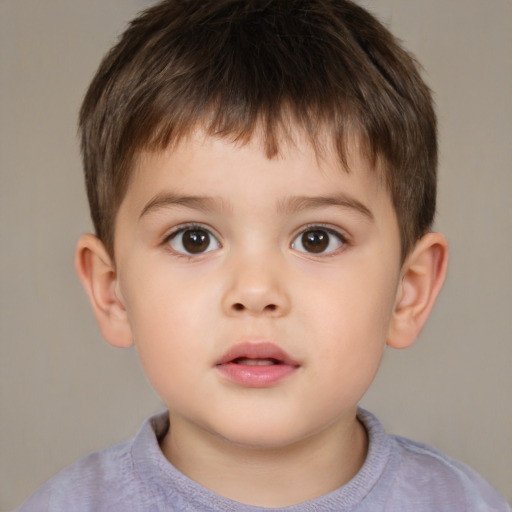 Neutral white child male with short  brown hair and brown eyes