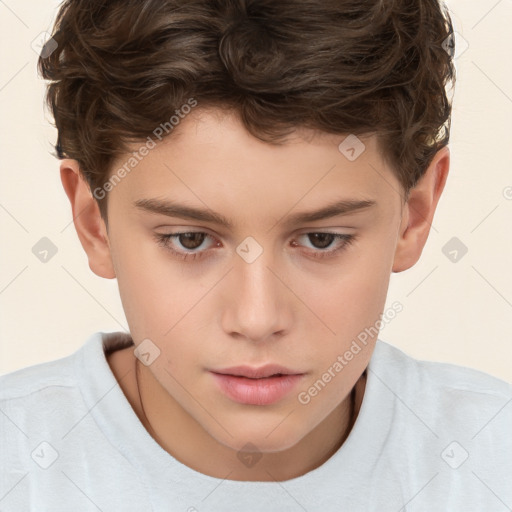 Neutral white child male with short  brown hair and brown eyes