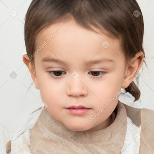 Neutral white child female with medium  brown hair and brown eyes