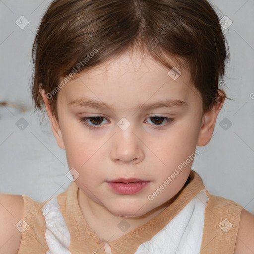 Neutral white child female with medium  brown hair and brown eyes