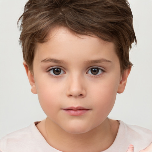 Neutral white child male with short  brown hair and brown eyes