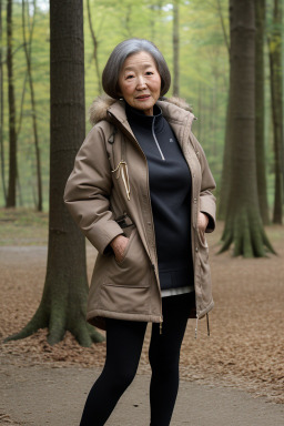 Korean elderly female with  brown hair