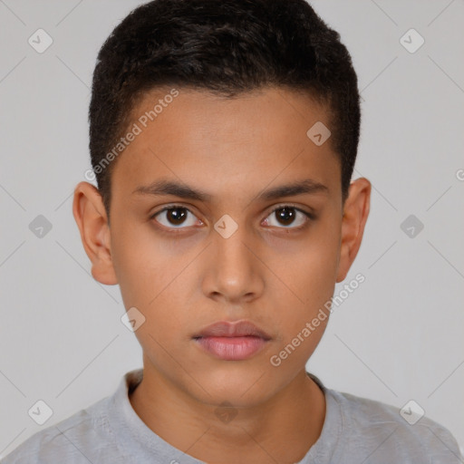 Neutral latino young-adult male with short  brown hair and brown eyes