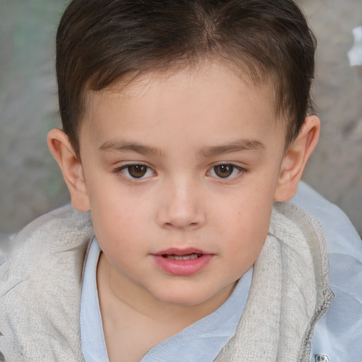 Neutral white child female with short  brown hair and brown eyes